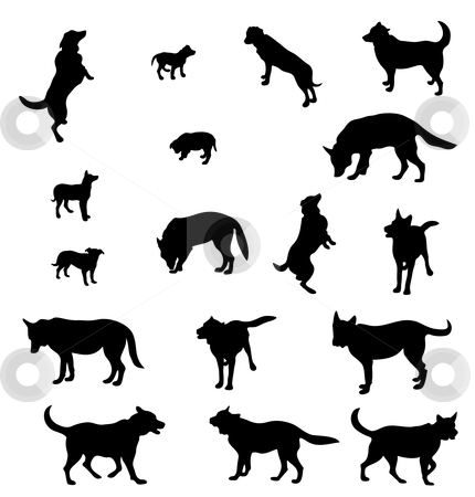 Contours of dogs Contours of dogs stock vector clipart, Seventeen contours of dogs , adults and puppies. Black-and-white execution by Alexander Karachkin