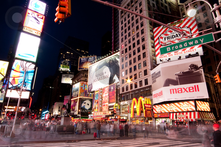 new york city time square at night. Broadway at Times Square by