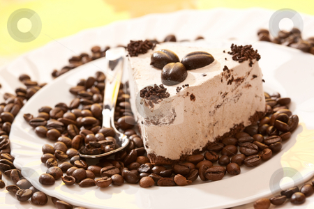 Coffee and cake Coffee and cake stock photo, Food series: sweet chocolate iced cake witht coffee by Gennady Kravetsky