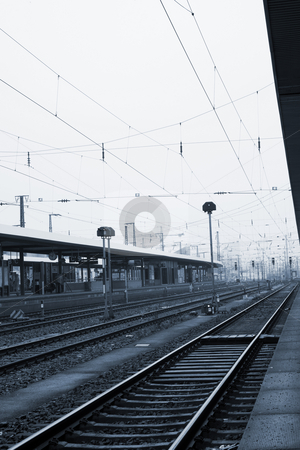 Neurenburg railway station Neurenburg railway station stock photo, Trainstation in Neurenburg, Germany. Blue tone. by Sean Nel