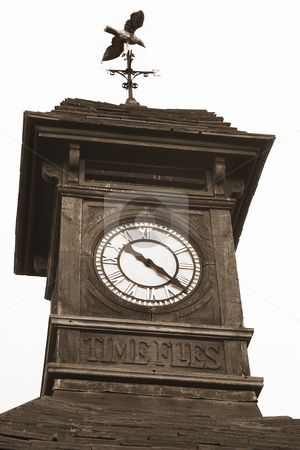 London#12 London#12 stock photo, Tower and clock in London. Sepia tone, black and white. by Sean Nel