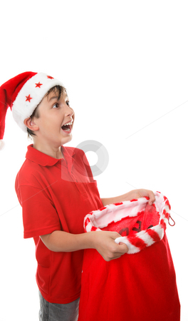 To use this stock image in your creative project, please select the size you need over to the right and click the "Add to Cart" button.
Your downloaded image will come with the Cutcaster watermark removed so don’t worry about the watermark you see on this page. Sack full of presents stock photo, Boy with an open sack and looking up with a gleeful expression. Space for copy. by Leah-Anne Thompson