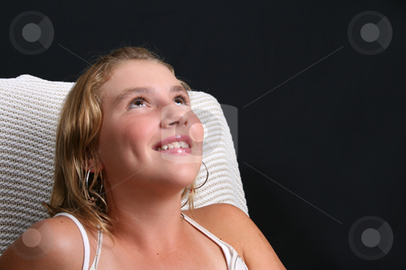 To use this stock image in your creative project, please select the size you need over to the right and click the "Add to Cart" button.
Your downloaded image will come with the Cutcaster watermark removed so don’t worry about the watermark you see on this page. Young Model stock photo, Teenage female mode sittingl on a white chair by Vanessa Van Rensburg