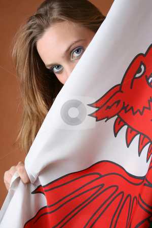 Wales Wales stock photo, Beautiful young female model with a Welsh Flag by Vanessa Van Rensburg