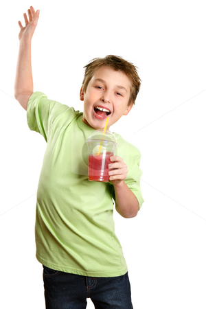 To use this stock image in your creative project, please select the size you need over to the right and click the "Add to Cart" button.
Your downloaded image will come with the Cutcaster watermark removed so don’t worry about the watermark you see on this page. Jumping child holding healthy fruit juice stock photo, A boy jumps in delight. He is holding a healthy fruit juice and smiling with glee. by Leah-Anne Thompson