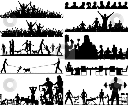 To use this stock image in your creative project, please select the size you need over to the right and click the "Add to Cart" button.
Your downloaded image will come with the Cutcaster watermark removed so don’t worry about the watermark you see on this page. People foregrounds stock vector clipart, Set of editable vector people silhouettes as foregrounds by Robert Adrian Hillman