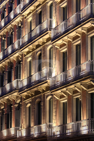 Beautiful illuminated building Beautiful illuminated building stock photo, A beautiful illuminated building at night in Barcelona by ARPAD RADOCZY