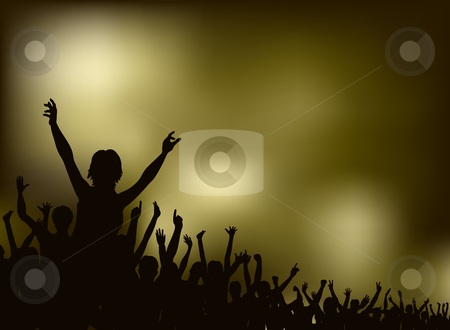 Concert Concert stock vector clipart, Editable vector silhouette of a crowd with each person as a separate object by Robert Adrian Hillman