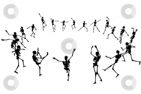 Dancing skeletons Dancing skeletons stock vector clipart, Editable vector skeleton silhouettes dancing in a ring with each skeleton as a separate object by Robert Adrian Hillman