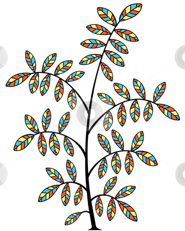 Stained glass tree Stained glass tree stock vector clipart, Editable vector illustration of a small tree by Robert Adrian Hillman