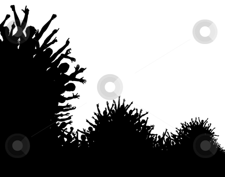 To use this stock image in your creative project, please select the size you need over to the right and click the "Add to Cart" button.
Your downloaded image will come with the Cutcaster watermark removed so don’t worry about the watermark you see on this page. Wave crowd stock vector clipart, Editable vector design of a wavy crowd silhouette by Robert Adrian Hillman
