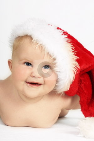 Santa Baby Santa Baby stock photo, Beautiful blue eyed baby in Santa Hat by Leah-Anne Thompson