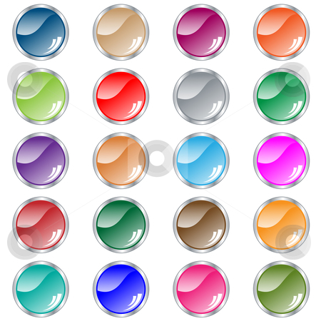 To use this stock image in your creative project, please select the size you need over to the right and click the "Add to Cart" button.
Your downloaded image will come with the Cutcaster watermark removed so don’t worry about the watermark you see on this page. Round web buttons set of 20 in assorted colors stock vector clipart, Web buttons. Round shiny set of 20 navigation buttons in assorted colors. Isolated on white. by toots77