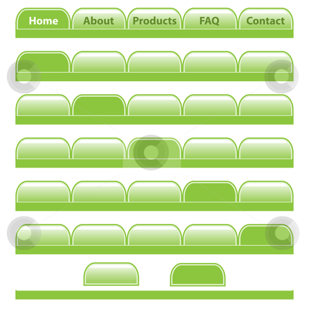 To use this stock image in your creative project, please select the size you need over to the right and click the "Add to Cart" button.
Your downloaded image will come with the Cutcaster watermark removed so don’t worry about the watermark you see on this page. Web buttons navigation bars set. Isolated on white. stock vector clipart, Web buttons, green navigation bars set with individual blank tabs. Isolated on white. by toots77