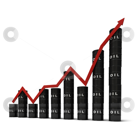 Oil barrels graph Oil barrels graph stock photo, Graph consisting of stacks of barrels illustrating the oil market, isolated on white background by Martin Ivask