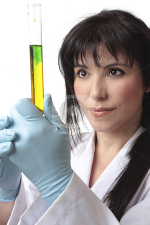 To use this stock image in your creative project, please select the size you need over to the right and click the "Add to Cart" button.
Your downloaded image will come with the Cutcaster watermark removed so don’t worry about the watermark you see on this page. Female biologist at work stock photo, Biologist, in laboratory analyzing test tube research. Focus to woman. by Leah-Anne Thompson