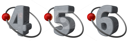 Orbit Orbit stock photo, Red ball fly around the numbers four, five and six - 3d illustration by J?