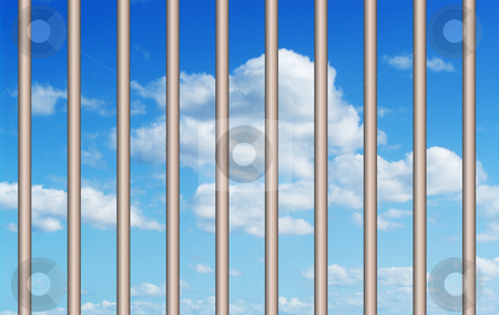 To use this stock image in your creative project, please select the size you need over to the right and click the "Add to Cart" button.
Your downloaded image will come with the Cutcaster watermark removed so don’t worry about the watermark you see on this page. Blue sky through the bars stock photo, Great image of a perfect blue sky through the bars or grill by Phil Morley