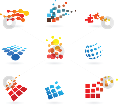 To use this stock image in your creative project, please select the size you need over to the right and click the "Add to Cart" button.
Your downloaded image will come with the Cutcaster watermark removed so don’t worry about the watermark you see on this page. Set of abstract vector icons stock vector clipart, Collection of vector modern abstract dotted design elements by Marina Zlochin