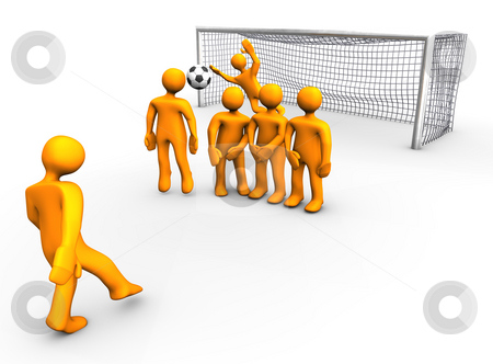 Soccer Game Soccer Game stock photo, 3d illustration looks a orange humanoid person playing soccer. by Alexander Limbach