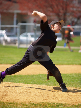 Little league pitcher Little league pitcher stock photo, Action shot of a little league baseball pitcher on the pitching mound by Cynthia Farmer