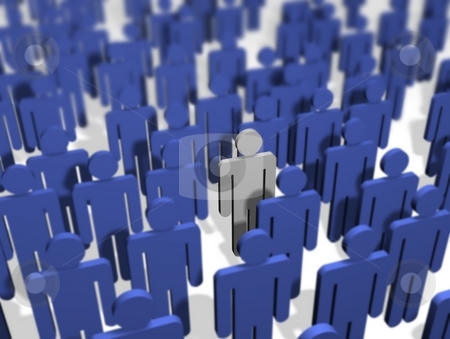 To use this stock image in your creative project, please select the size you need over to the right and click the "Add to Cart" button.
Your downloaded image will come with the Cutcaster watermark removed so don’t worry about the watermark you see on this page. Different Person stock photo, Illustration of a crowd of people, All coloured blue apart from one. by Darren Whittingham