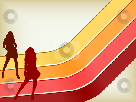 Retro Background with two girls silhouettes Retro Background with two girls silhouettes stock vector clipart, Retro Background with two girls silhouettes. Editable Vector by AUGUSTO CABRAL