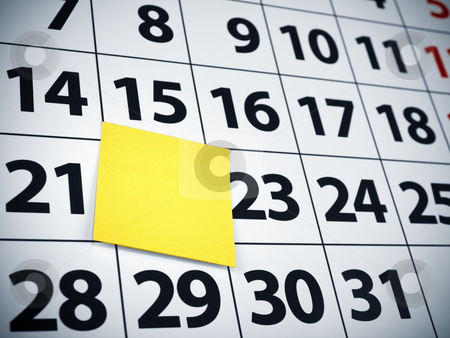 Blank sticky note on a calendar Blank sticky note on a calendar stock photo, Close up of a blank sticky note on a calendar. by Ignacio Gonzalez Prado