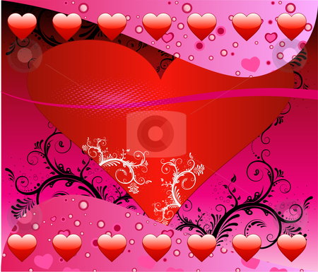 To use this stock image in your creative project, please select the size you need over to the right and click the "Add to Cart" button.
Your downloaded image will come with the Cutcaster watermark removed so don’t worry about the watermark you see on this page. Valentine Heart Background stock vector clipart, Vector Valentine Background with hearts and scrolls. by Basheera Hassanali