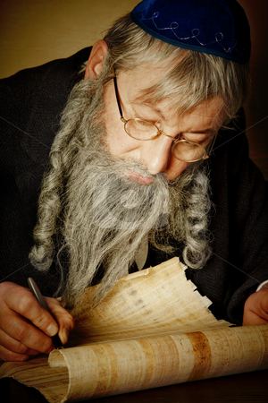To use this stock image in your creative project, please select the size you need over to the right and click the "Add to Cart" button.
Your downloaded image will come with the Cutcaster watermark removed so don’t worry about the watermark you see on this page. Scroll writing stock photo, Old jewish man with beard writing on a parchment scroll by Anneke