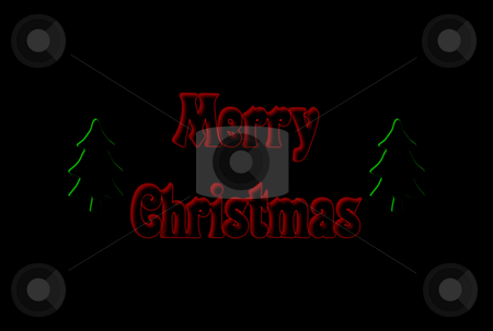 Christmas Card Christmas Card stock photo, Christmas card with writing and trees over black background by Superdumb