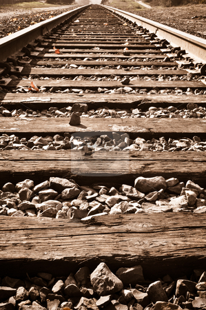 Vertical Railroad Track in Fall Vertical Railroad Track in Fall stock photo, Sepia Vertical Railroad Track in Fall by Brandon Bourdages