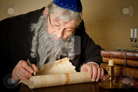 To use this stock image in your creative project, please select the size you need over to the right and click the "Add to Cart" button.
Your downloaded image will come with the Cutcaster watermark removed so don’t worry about the watermark you see on this page. Jewish parchment stock photo, Old jewish man with beard writing on a parchment scroll by Anneke