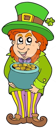 Leprechaun with treasure pot Leprechaun with treasure pot stock vector clipart, Leprechaun with treasure pot - vector illustration. by Klara Viskova