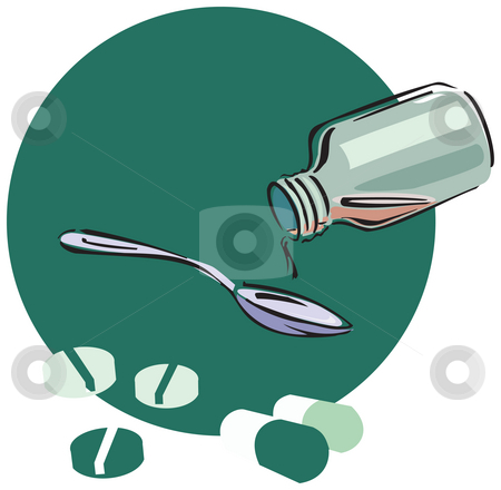 Medicine syrup Medicine syrup stock photo, View of syrup pouring into a spoon from a bottle and capsules by Abhishek Poddar