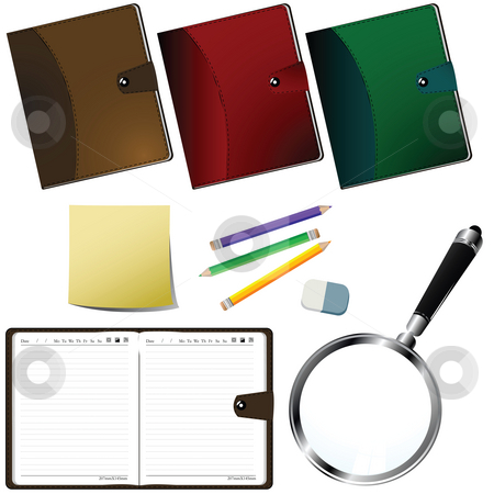 To use this stock image in your creative project, please select the size you need over to the right and click the "Add to Cart" button.
Your downloaded image will come with the Cutcaster watermark removed so don’t worry about the watermark you see on this page. Office supplies stock photo, Office supplies set over white background by Richard Laschon