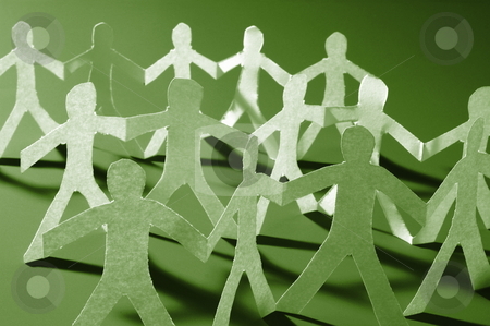 Teamwork of paper team Teamwork of paper team stock photo, Paper people doing teamwork in their business by Gunnar Pippel