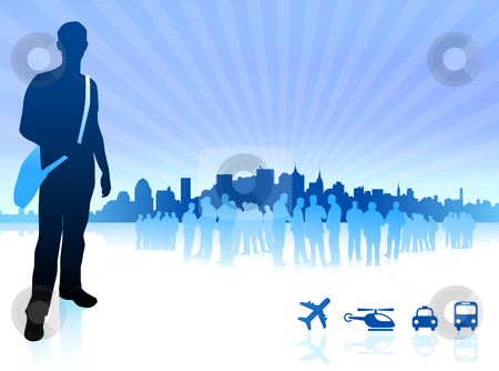 To use this stock image in your creative project, please select the size you need over to the right and click the "Add to Cart" button.
Your downloaded image will come with the Cutcaster watermark removed so don’t worry about the watermark you see on this page. Young traveler internet background with city and transportation stock vector clipart, Origianl Vector Illustration: young traveler internet background with city and transportation icons File is AI8 compatible by L Belomlinsky