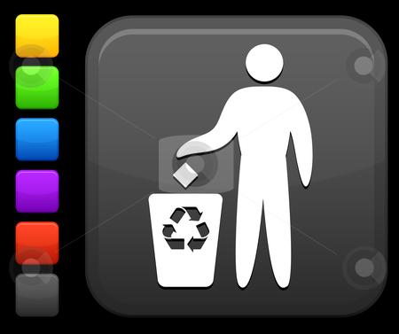 Recycling icon on square internet button Recycling icon on square internet button stock vector clipart, Original vector icon. Six color options included. by L Belomlinsky