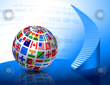 To use this stock image in your creative project, please select the size you need over to the right and click the "Add to Cart" button.
Your downloaded image will come with the Cutcaster watermark removed so don’t worry about the watermark you see on this page. Flags Globe with Stairs stock vector clipart, Flags Globe with Stairs Original Vector Illustration by L Belomlinsky