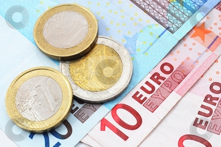 To use this stock image in your creative project, please select the size you need over to the right and click the "Add to Cart" button.
Your downloaded image will come with the Cutcaster watermark removed so don’t worry about the watermark you see on this page. Euro money stock photo, Euro money background with coins and bills by Gunnar Pippel