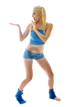 To use this stock image in your creative project, please select the size you need over to the right and click the "Add to Cart" button.
Your downloaded image will come with the Cutcaster watermark removed so don’t worry about the watermark you see on this page. Cute blond girl stock photo, Young woman exercise fitness isolated on white on blue clothing and with red pilates ball by Benis Arapovic