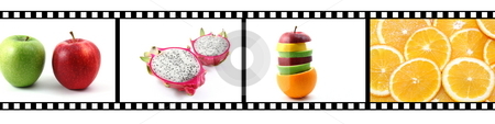 To use this stock image in your creative project, please select the size you need over to the right and click the "Add to Cart" button.
Your downloaded image will come with the Cutcaster watermark removed so don’t worry about the watermark you see on this page. Film strip with fruit collection stock photo, Film strip with fruit collection showing healthy lifestyle by Gunnar Pippel