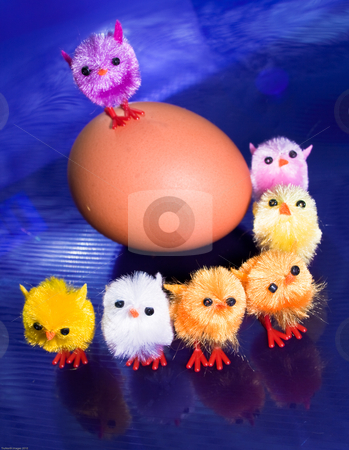 To use this stock image in your creative project, please select the size you need over to the right and click the "Add to Cart" button.
Your downloaded image will come with the Cutcaster watermark removed so don’t worry about the watermark you see on this page. Chicks on top and in front of an egg stock photo, Toy orange and purple chicks in front of an egg by James Janisse
