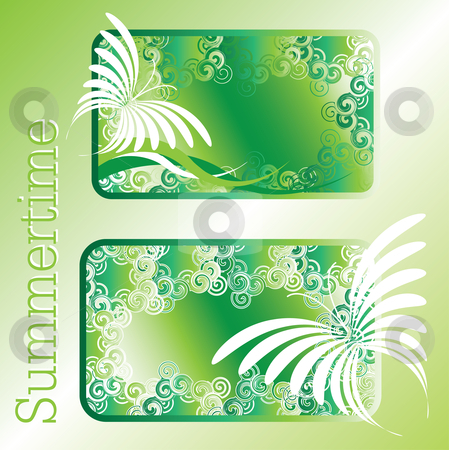 Summertime Summertime stock vector clipart, Green summertime design with abstract butterflies by Karin Claus