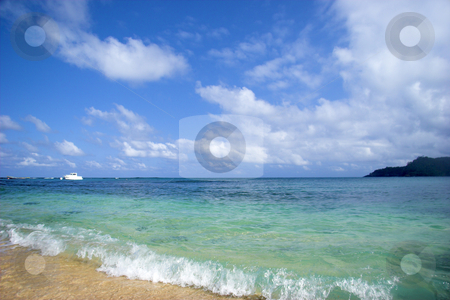 Equator Beach Equator Beach stock photo, Beautiful beach with a great blue sky and turqoise water in Sao Tom? - Equator by ikostudio