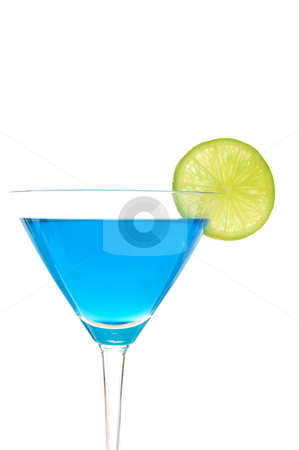 Blue drink Blue drink stock photo, Cocktail drink with Curacao and copyspace isolated on white background by Gunnar Pippel