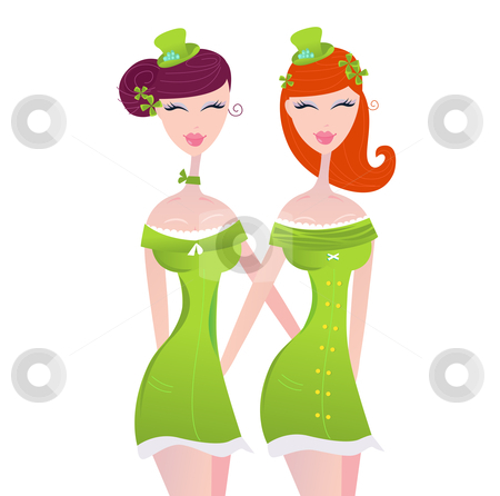 To use this stock image in your creative project, please select the size you need over to the right and click the "Add to Cart" button.
Your downloaded image will come with the Cutcaster watermark removed so don’t worry about the watermark you see on this page. Vector - St. Patrick's Day irish girls in green stock vector clipart, Hot irish girls on St Patricks Day Vector Illustration by Jana Guothova