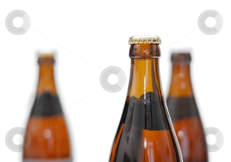 Bottles Bottles stock photo, Three glasses of beer isolated on white, only one in focus by P?