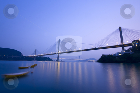 Bridge Bridge stock photo, It is beautiful night scenes of Bridge in Hong Kong. by Keng po Leung
